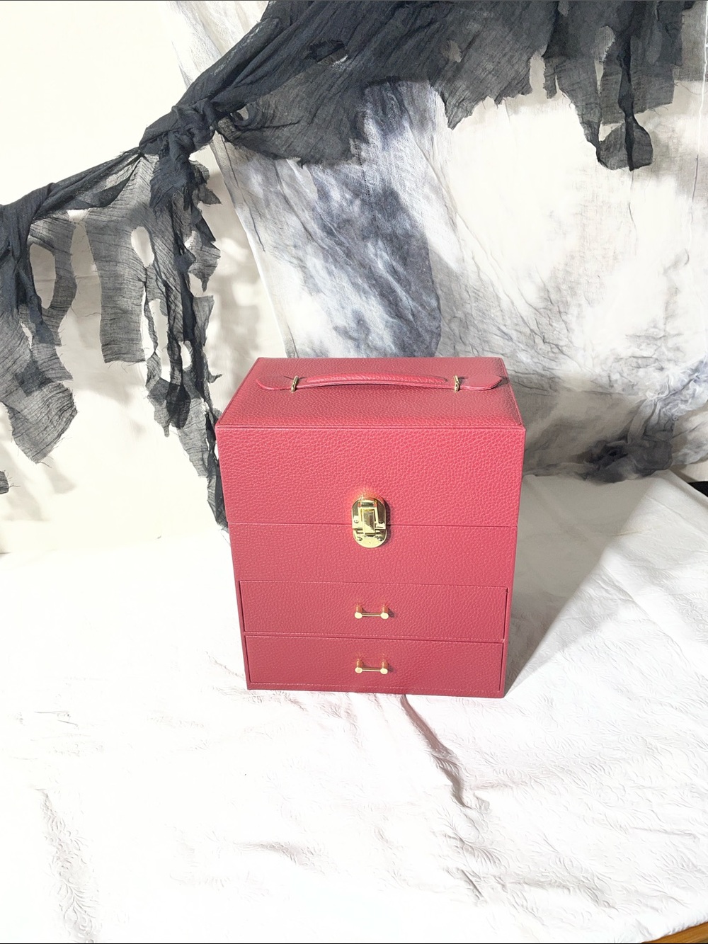 Pink Jewelry Box Bag with Gold Hardware